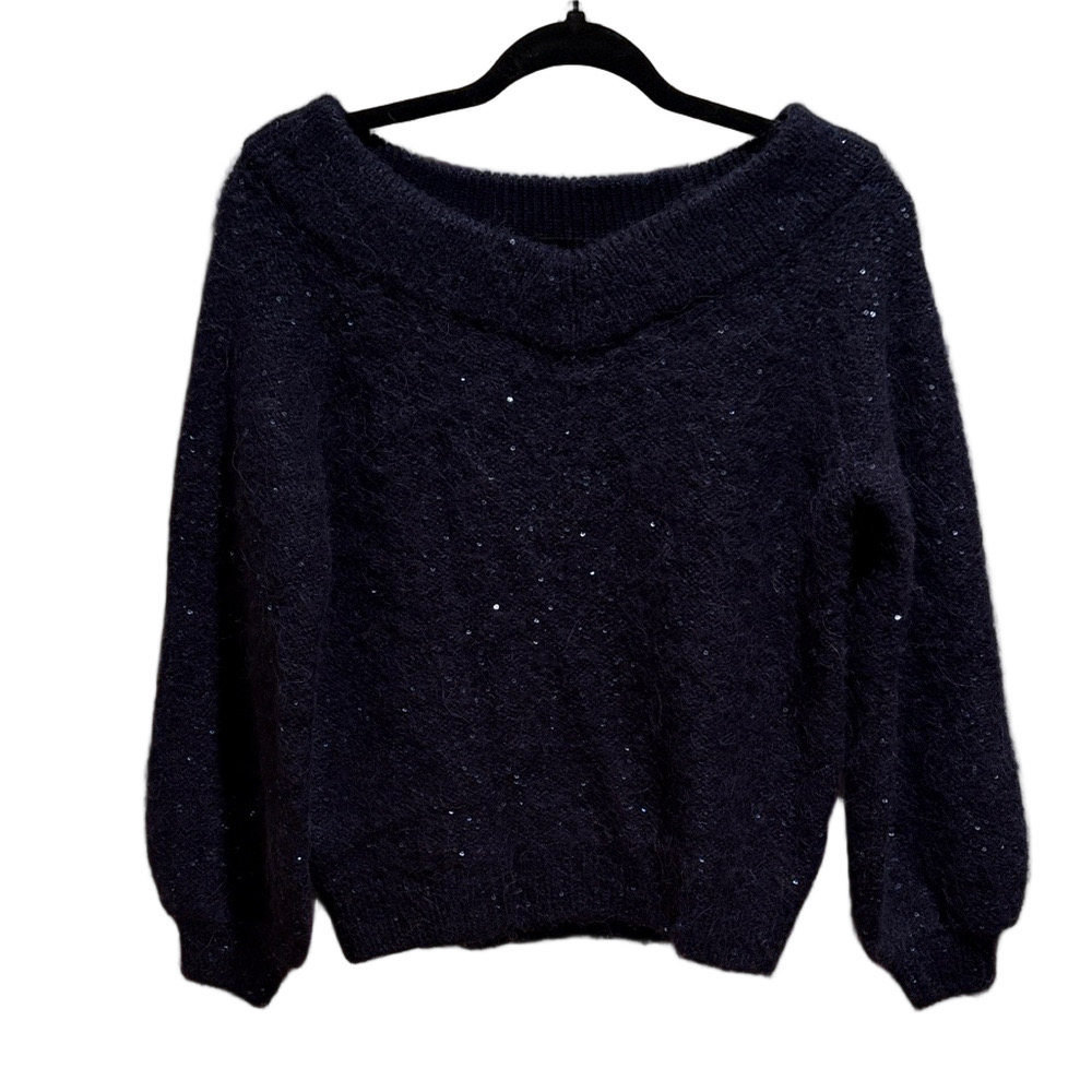 Banana Republic Off-the-Shoulder Midnight Blue Sweater